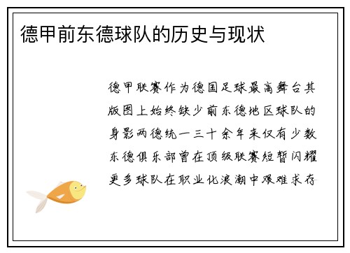德甲前东德球队的历史与现状
